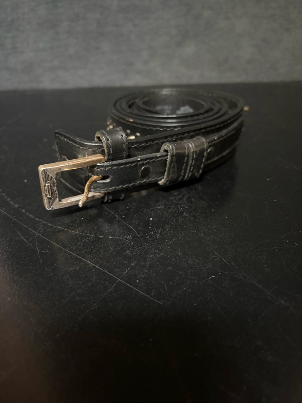 Harley-Davidson Black Leather Belt with Brushed Metal Buckle